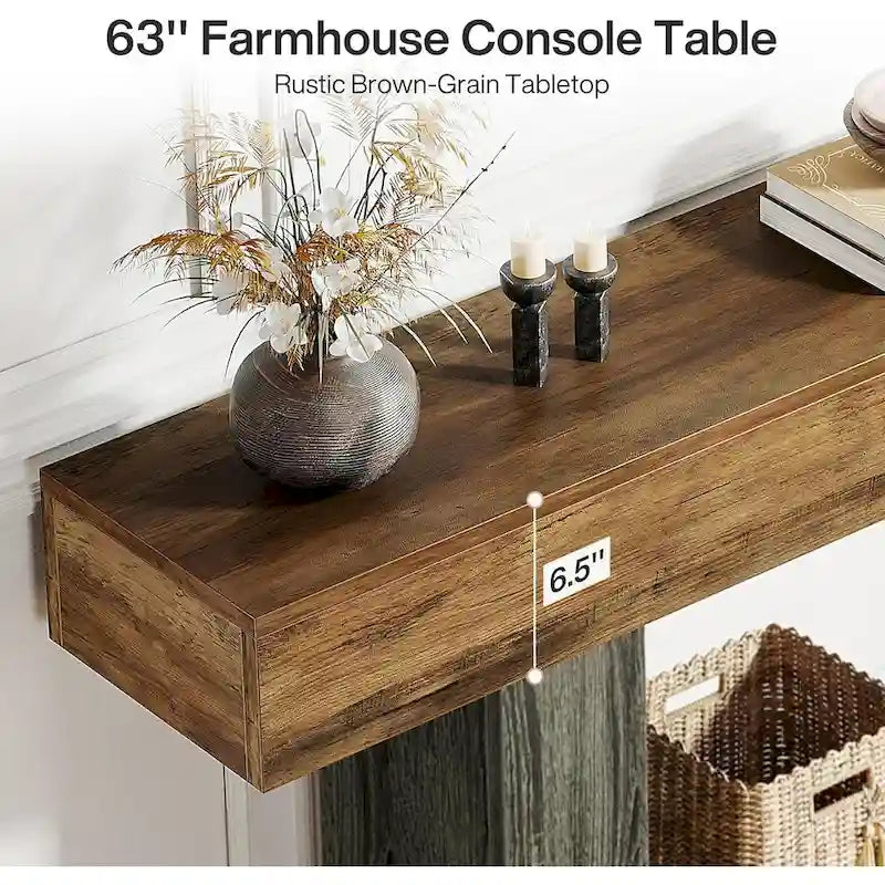 Rustic 2-Tier Entryway Table for Living Room, Hallway, and Foyer 5