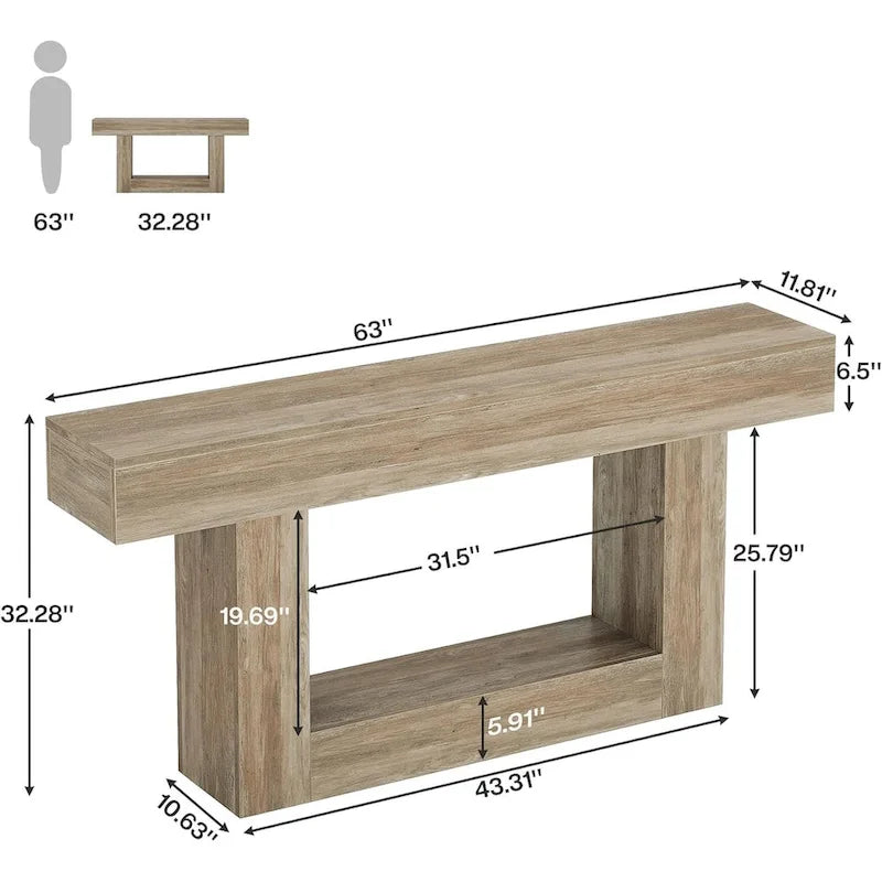 Rustic 2-Tier Entryway Table for Living Room, Hallway, and Foyer 9
