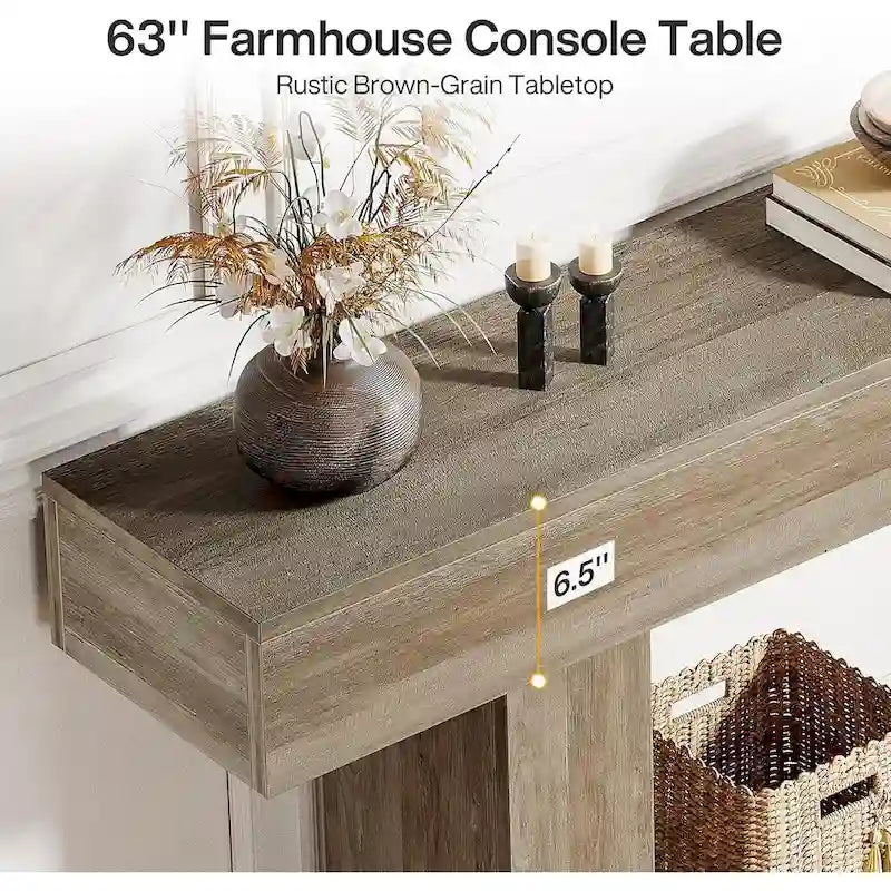 Rustic 2-Tier Entryway Table for Living Room, Hallway, and Foyer 13