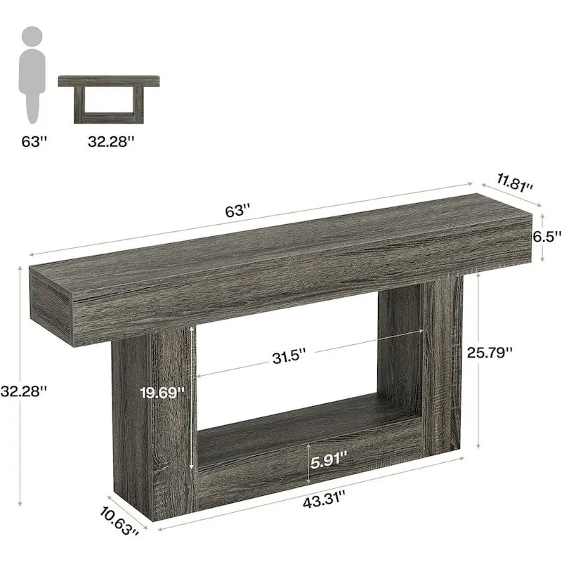 Rustic 2-Tier Entryway Table for Living Room, Hallway, and Foyer 16
