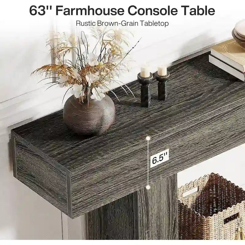 Rustic 2-Tier Entryway Table for Living Room, Hallway, and Foyer 19