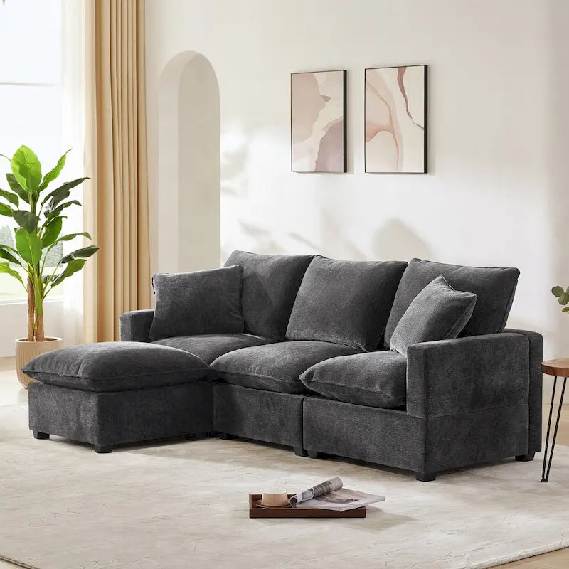 4-Seater L-Shaped Modular Chenille Sectional Sofa 1