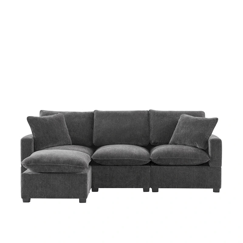 4-Seater L-Shaped Modular Chenille Sectional Sofa 4