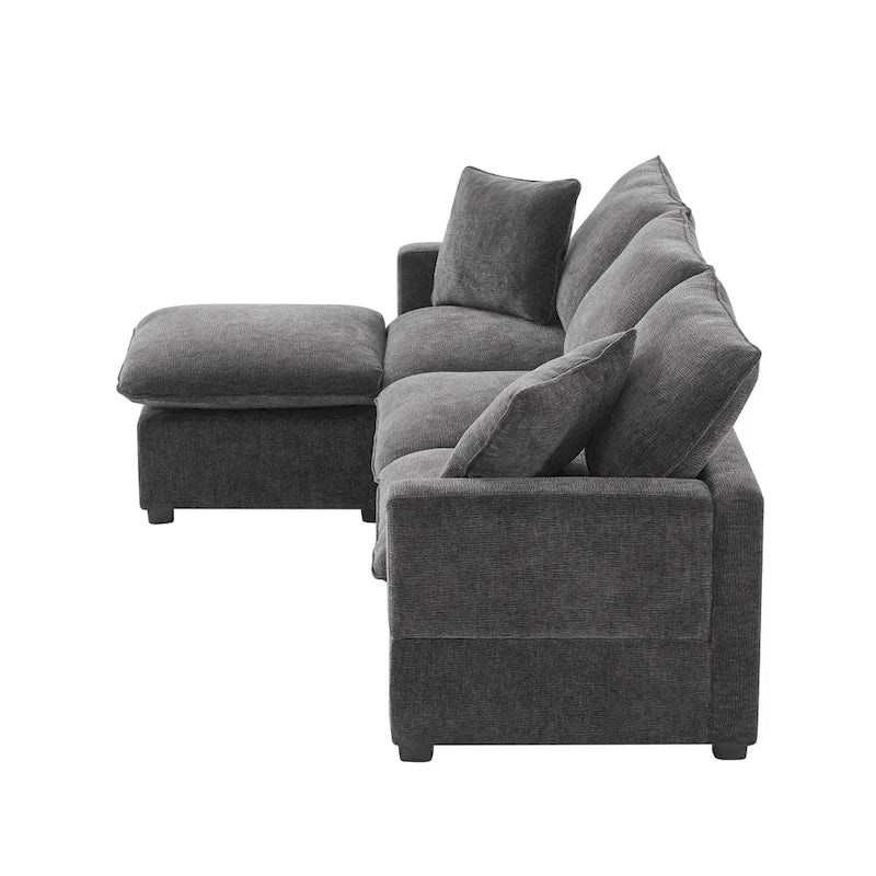 4-Seater L-Shaped Modular Chenille Sectional Sofa 14