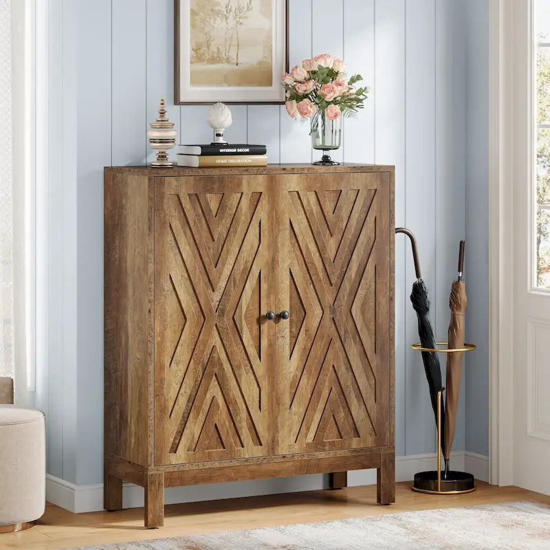 Adjustable 20-Pair Shoe Cabinet with Doors for Entryway Storage 8