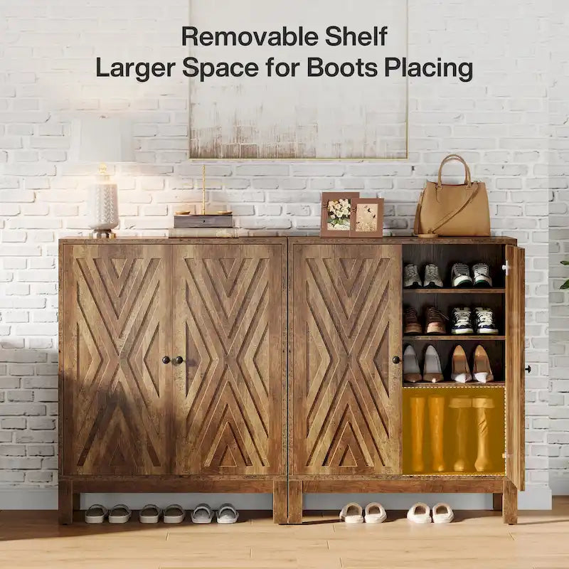 Adjustable 20-Pair Shoe Cabinet with Doors for Entryway Storage 2