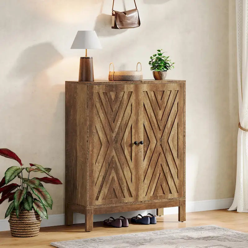 Adjustable 20-Pair Shoe Cabinet with Doors for Entryway Storage 3