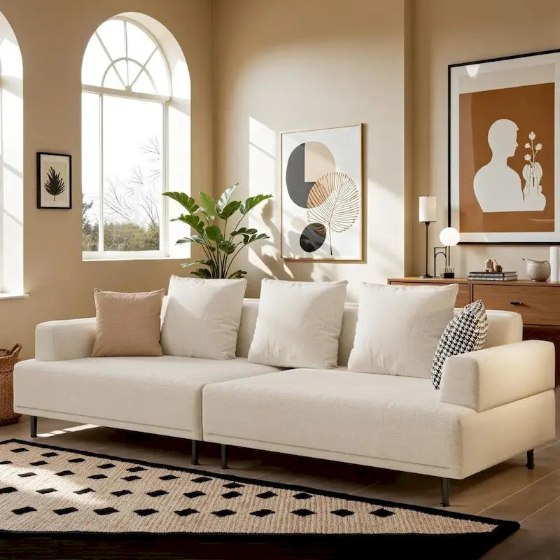 Contemporary Deep Seat Sofa with Cushions, Elevated Legs, Cozy Living Room Seating, Ideal for Apartments 1