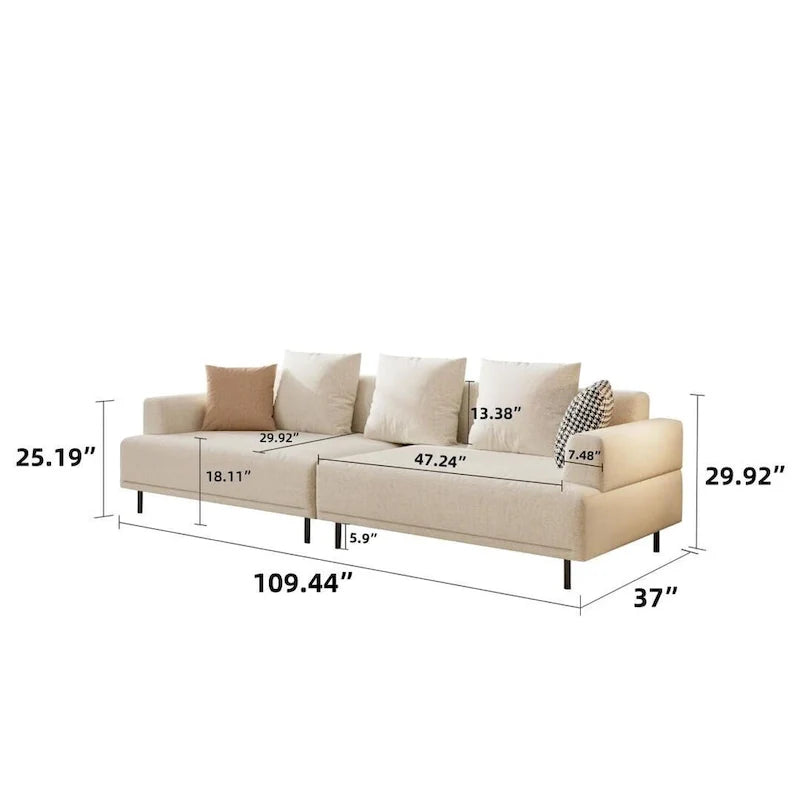 Contemporary Deep Seat Sofa with Cushions, Elevated Legs, Cozy Living Room Seating, Ideal for Apartments 7