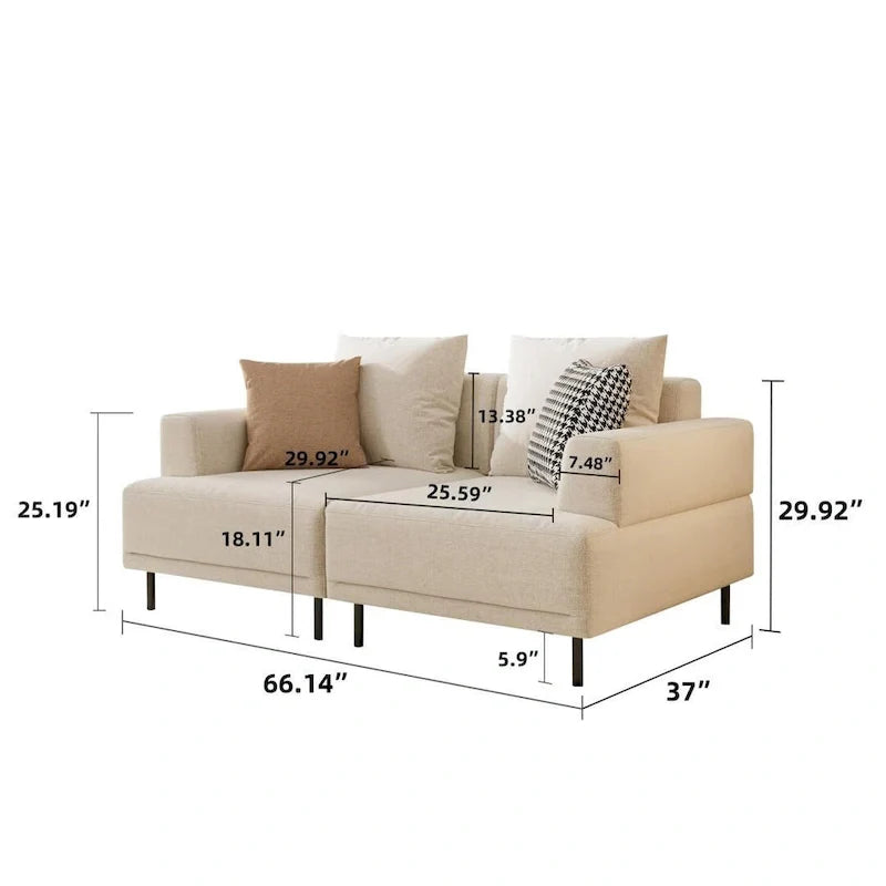 Contemporary Deep Seat Sofa with Cushions, Elevated Legs, Cozy Living Room Seating, Ideal for Apartments 9