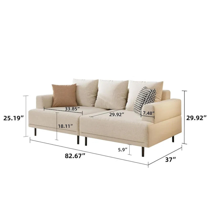 Contemporary Deep Seat Sofa with Cushions, Elevated Legs, Cozy Living Room Seating, Ideal for Apartments 18