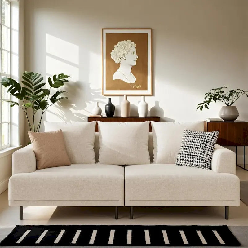 Contemporary Deep Seat Sofa with Cushions, Elevated Legs, Cozy Living Room Seating, Ideal for Apartments 19