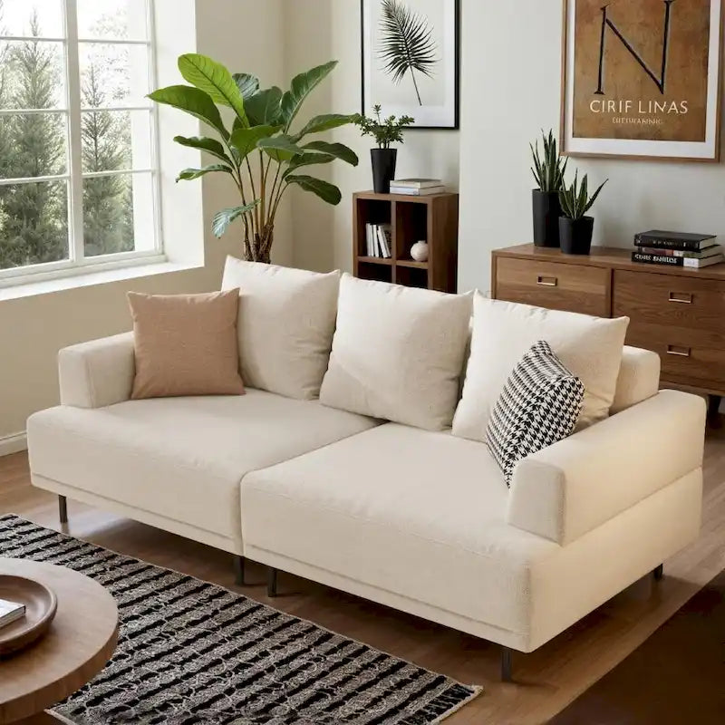 Contemporary Deep Seat Sofa with Cushions, Elevated Legs, Cozy Living Room Seating, Ideal for Apartments 20