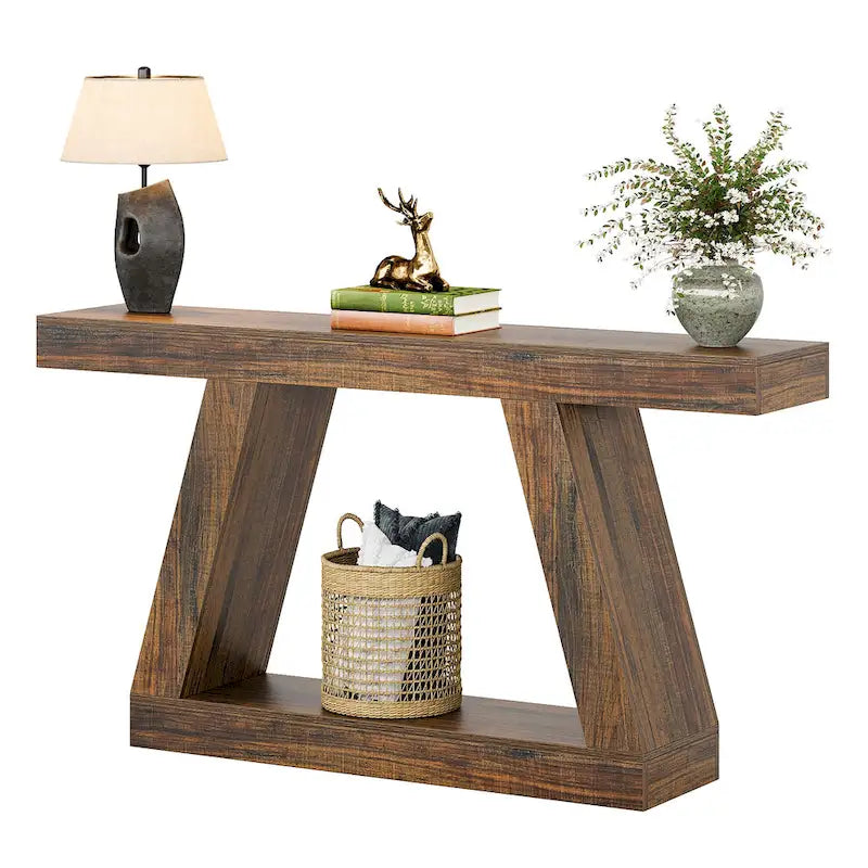 55-Inch Farmhouse Wooden Console Sofa Table with Storage - Dimensions: 11.81" D x 55.12" W x 31.5" H 17