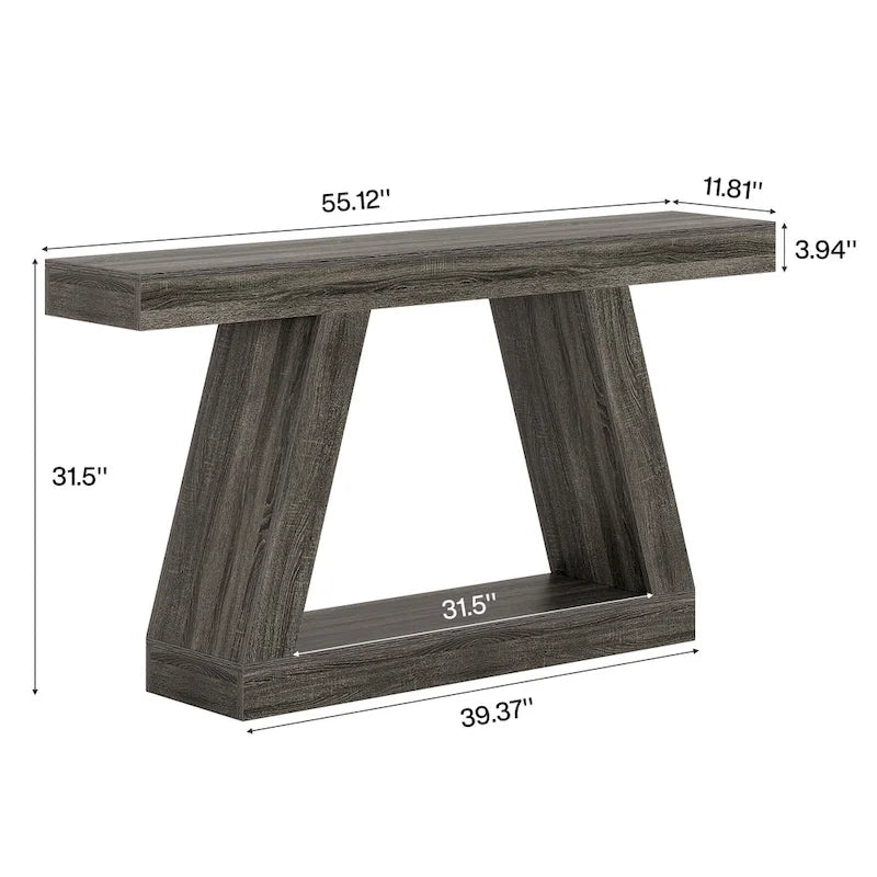 55-Inch Farmhouse Wooden Console Sofa Table with Storage - Dimensions: 11.81" D x 55.12" W x 31.5" H 27