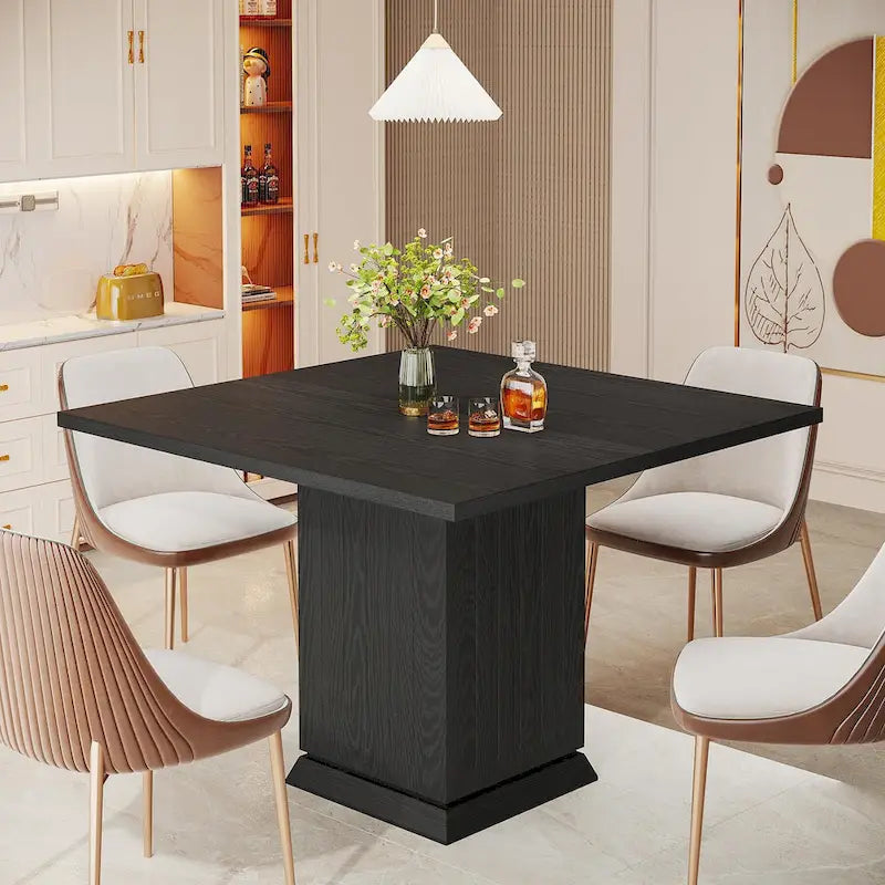Contemporary Square Wooden Dining Table for 4 4