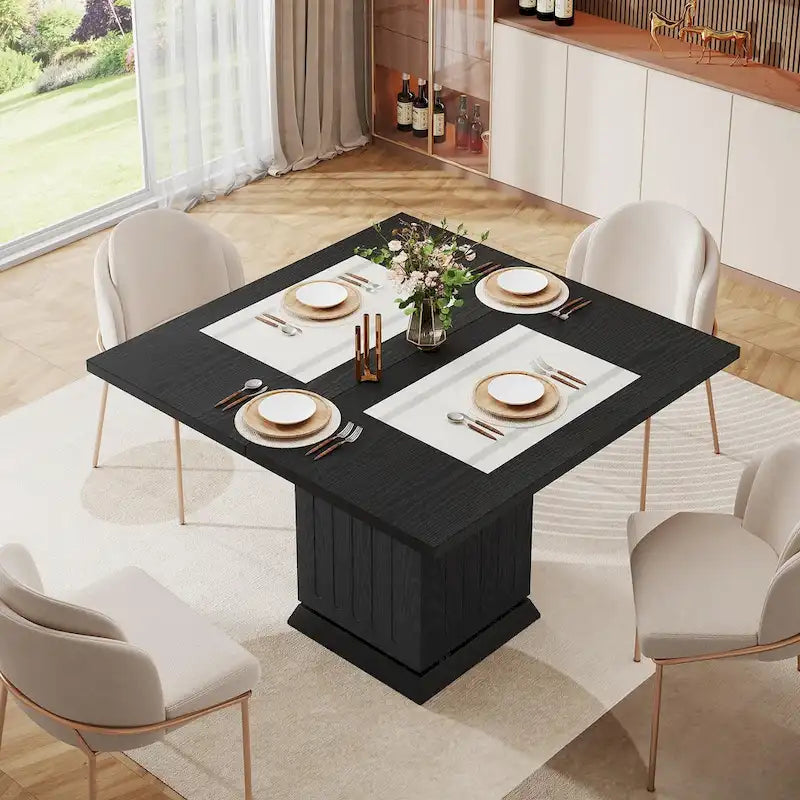 Contemporary Square Wooden Dining Table for 4 5