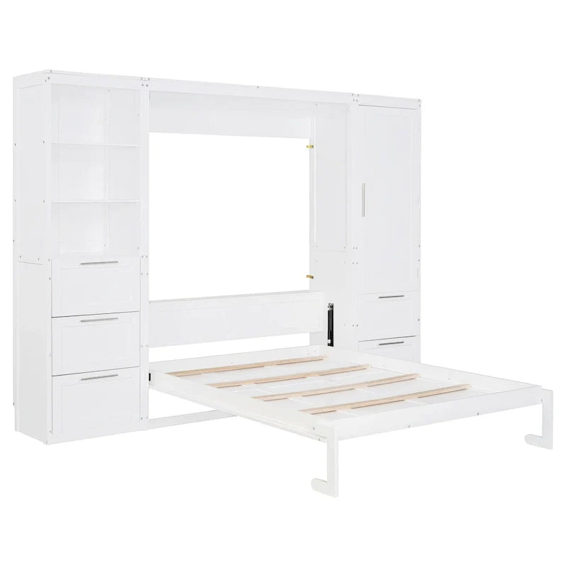 Contemporary Queen Murphy Bed with Integrated Closet and Storage Drawers