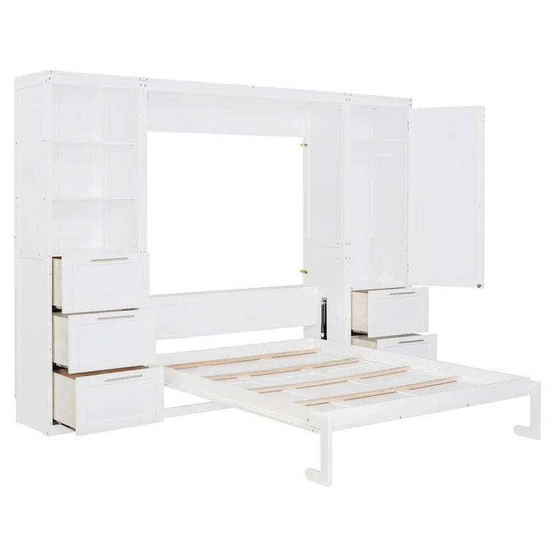 Contemporary Queen Murphy Bed with Integrated Closet and Storage Drawers 4