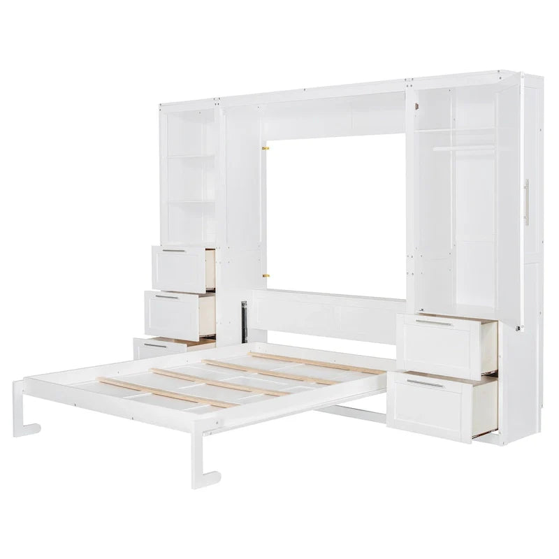 Contemporary Queen Murphy Bed with Integrated Closet and Storage Drawers 6