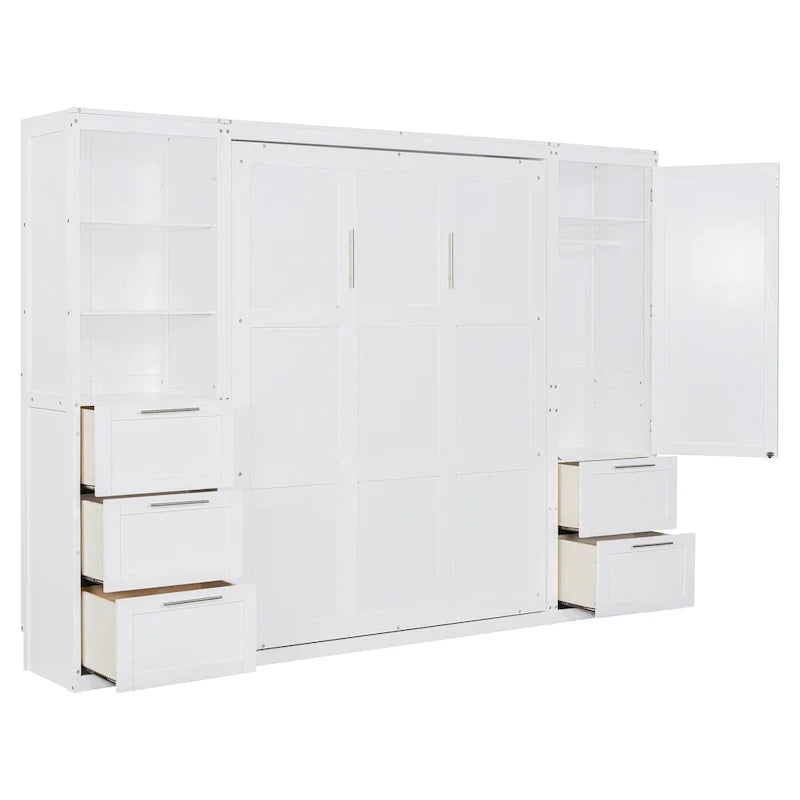 Contemporary Queen Murphy Bed with Integrated Closet and Storage Drawers 7