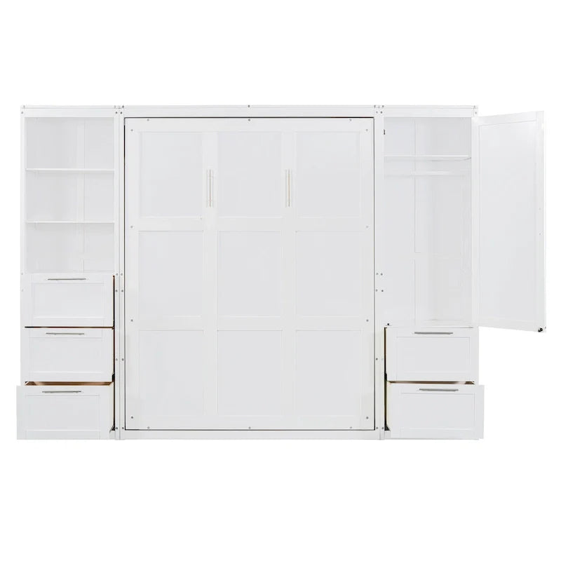 Contemporary Queen Murphy Bed with Integrated Closet and Storage Drawers 13