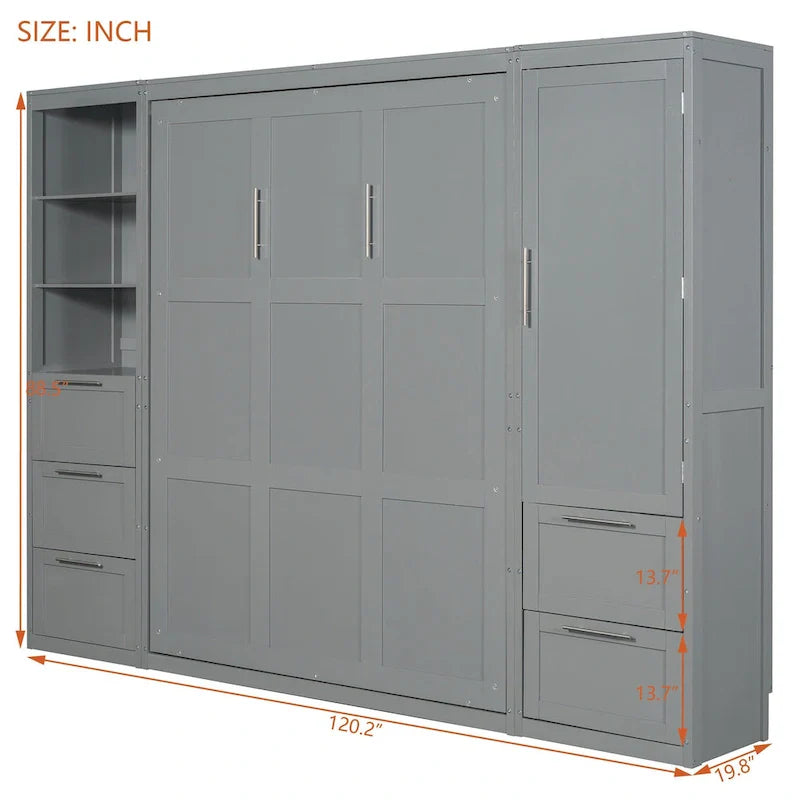 Contemporary Queen Murphy Bed with Integrated Closet and Storage Drawers 14