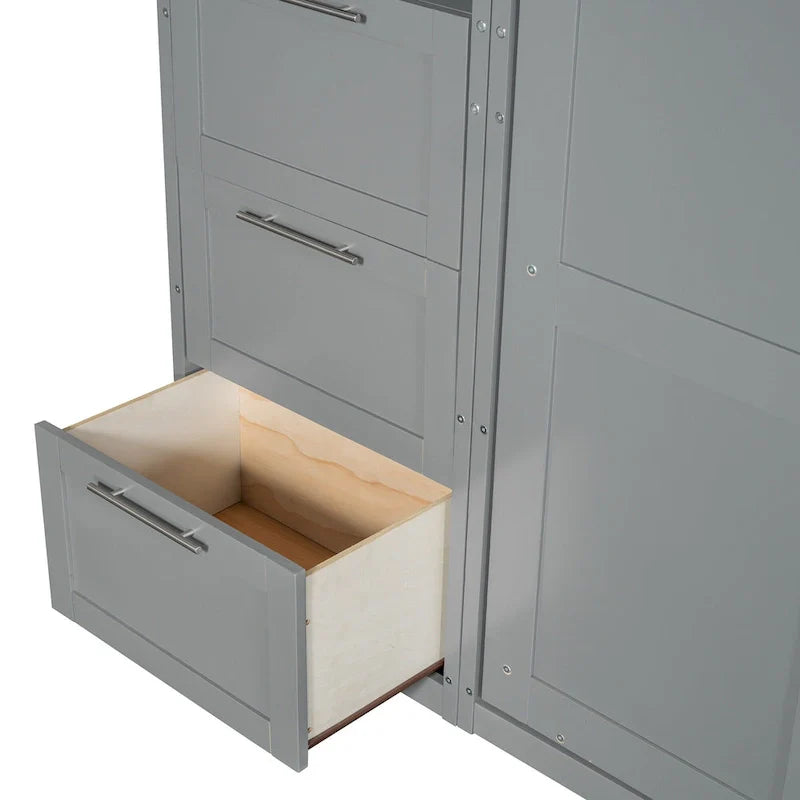 Contemporary Queen Murphy Bed with Integrated Closet and Storage Drawers 15
