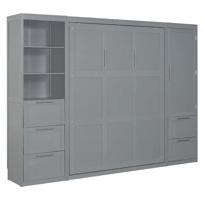 Contemporary Queen Murphy Bed with Integrated Closet and Storage Drawers 16
