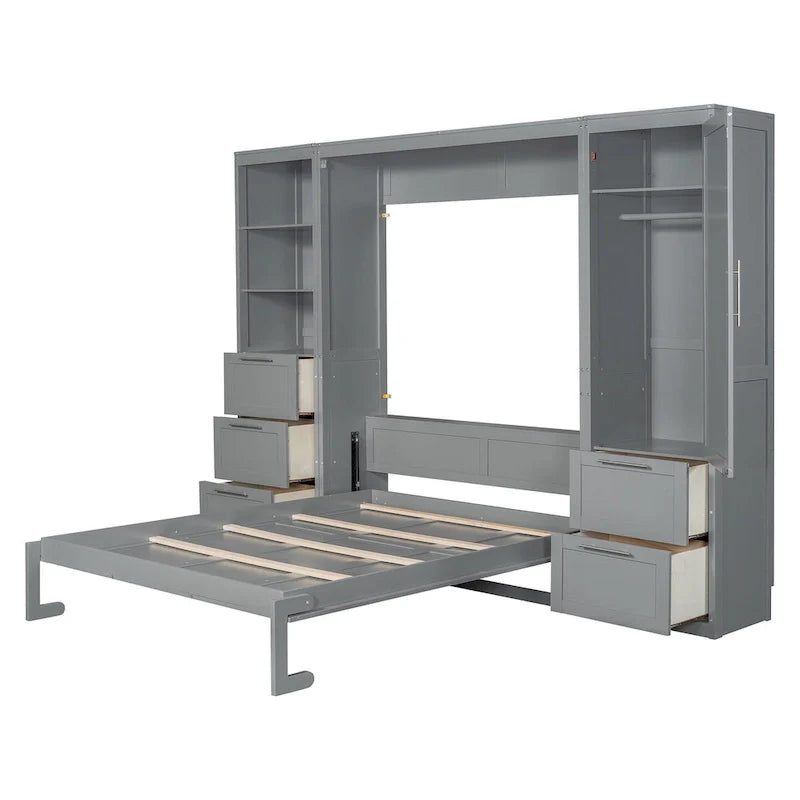Contemporary Queen Murphy Bed with Integrated Closet and Storage Drawers 18