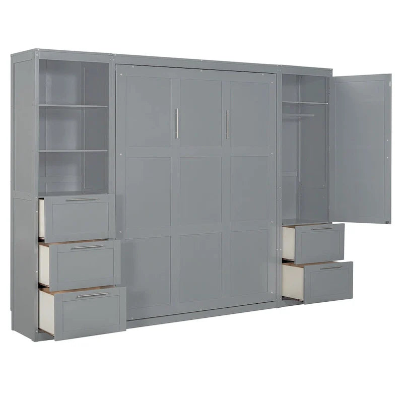 Contemporary Queen Murphy Bed with Integrated Closet and Storage Drawers 20