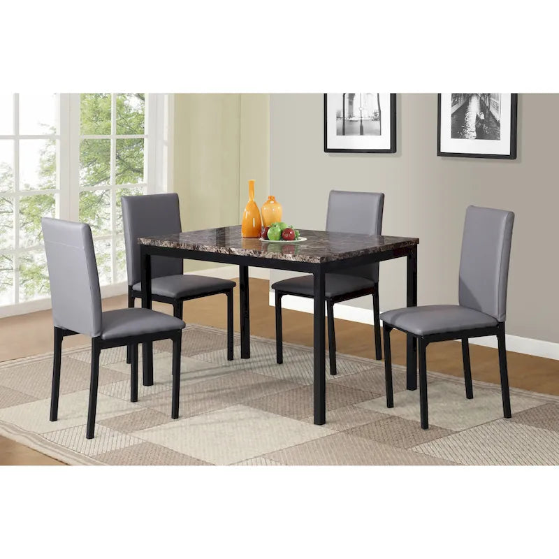 Contemporary 5-Piece Dining Set Featuring Rectangular Table and 4 High-Back Chairs 23