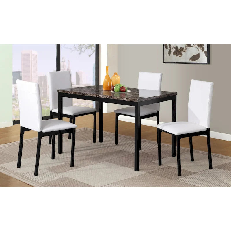 Contemporary 5-Piece Dining Set Featuring Rectangular Table and 4 High-Back Chairs 1