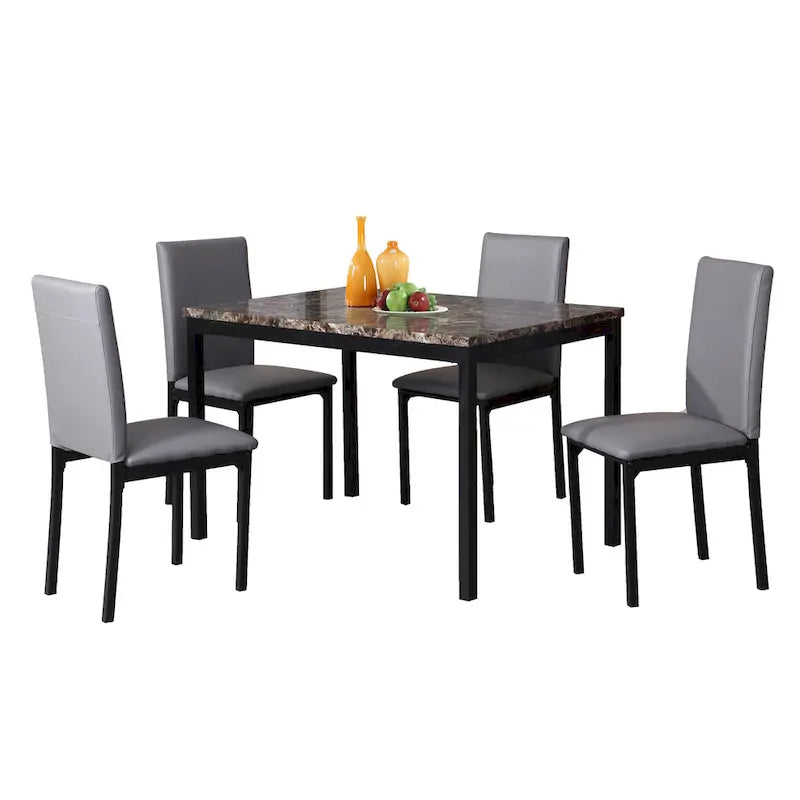 Contemporary 5-Piece Dining Set Featuring Rectangular Table and 4 High-Back Chairs 14