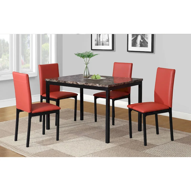 Contemporary 5-Piece Dining Set Featuring Rectangular Table and 4 High-Back Chairs 17