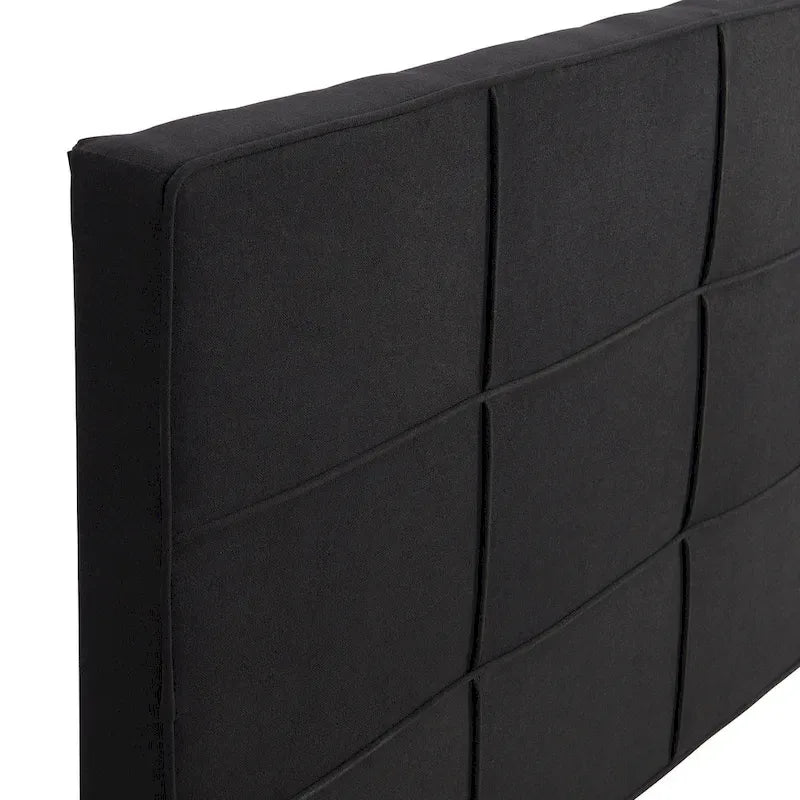Tufted Headboard Black King Linen Bed 11