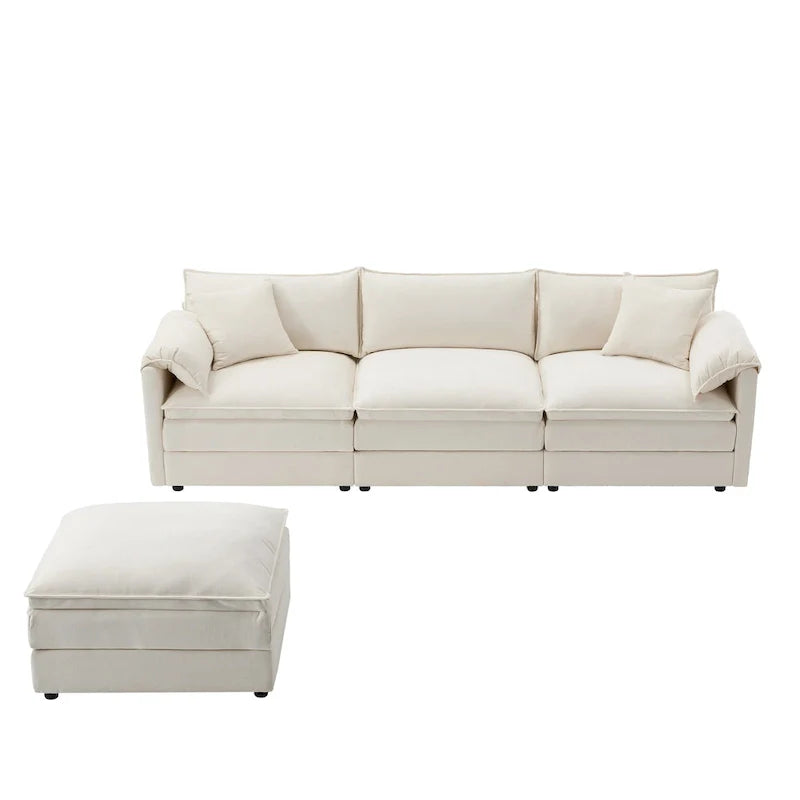 103.5" Chenille L-Shaped Sectional Sofa with 4 Seats, Ottoman, and Pocket Spring Cushions (330 lb Capacity) 9