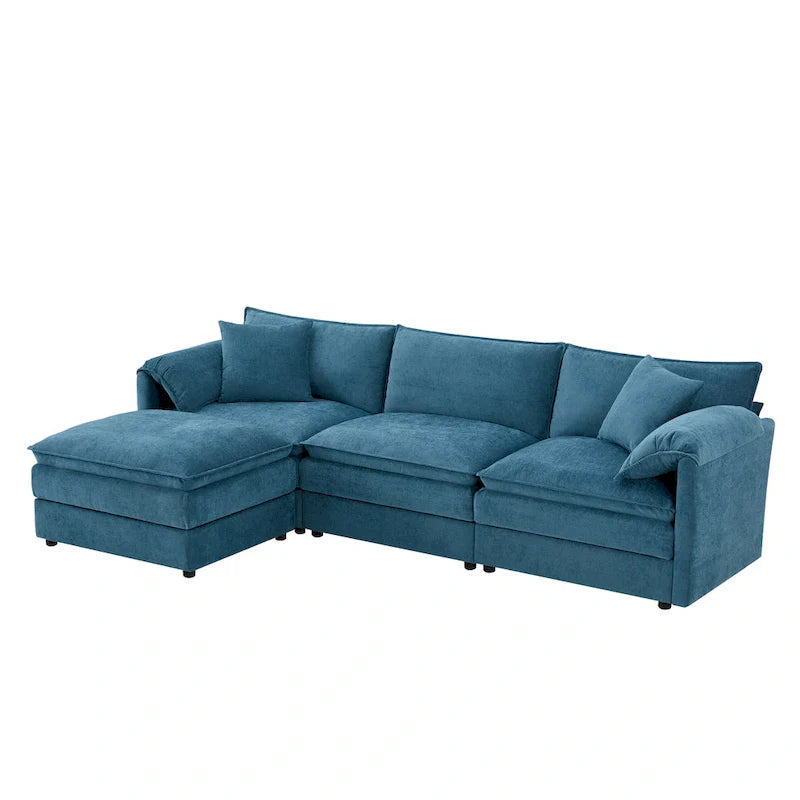 103.5" Chenille L-Shaped Sectional Sofa with 4 Seats, Ottoman, and Pocket Spring Cushions (330 lb Capacity) 19