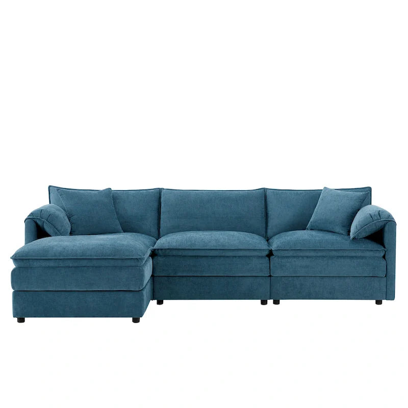 103.5" Chenille L-Shaped Sectional Sofa with 4 Seats, Ottoman, and Pocket Spring Cushions (330 lb Capacity) 21
