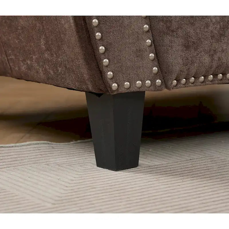 109.5-Inch Chenille L-Shaped Sectional Sofa for 6 with Rivet-Embellished Rolled Armrests, Cushions, and Sturdy Wood Frame 4