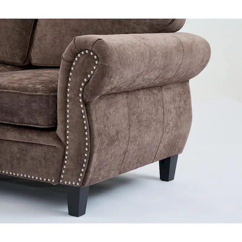 109.5-Inch Chenille L-Shaped Sectional Sofa for 6 with Rivet-Embellished Rolled Armrests, Cushions, and Sturdy Wood Frame 5