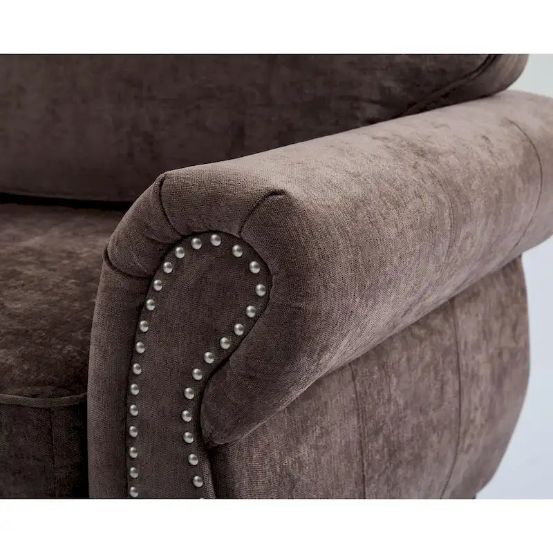 109.5-Inch Chenille L-Shaped Sectional Sofa for 6 with Rivet-Embellished Rolled Armrests, Cushions, and Sturdy Wood Frame 6