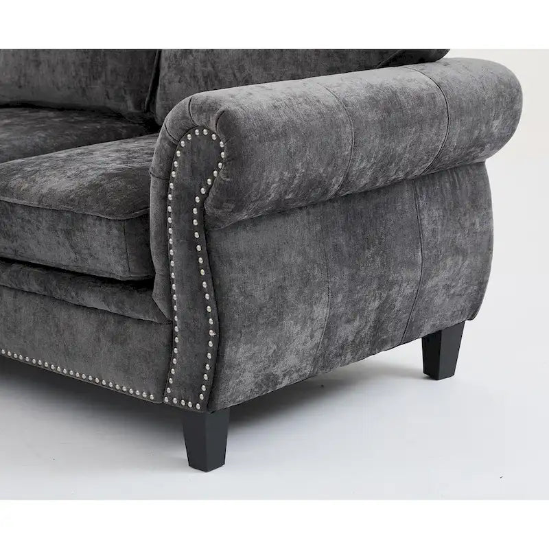 109.5-Inch Chenille L-Shaped Sectional Sofa for 6 with Rivet-Embellished Rolled Armrests, Cushions, and Sturdy Wood Frame 14