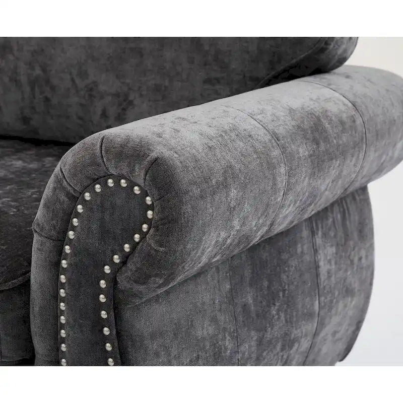 109.5-Inch Chenille L-Shaped Sectional Sofa for 6 with Rivet-Embellished Rolled Armrests, Cushions, and Sturdy Wood Frame 15