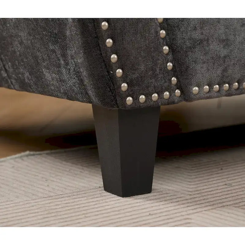 109.5-Inch Chenille L-Shaped Sectional Sofa for 6 with Rivet-Embellished Rolled Armrests, Cushions, and Sturdy Wood Frame 18