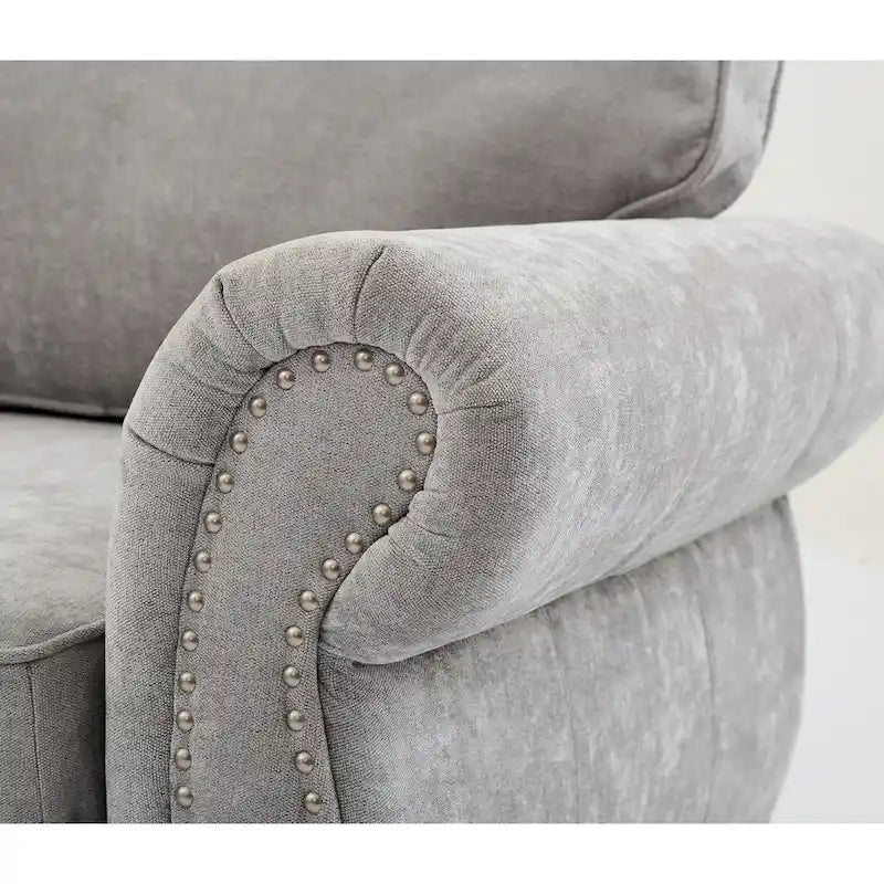109.5-Inch Chenille L-Shaped Sectional Sofa for 6 with Rivet-Embellished Rolled Armrests, Cushions, and Sturdy Wood Frame 26