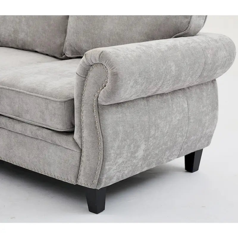 109.5-Inch Chenille L-Shaped Sectional Sofa for 6 with Rivet-Embellished Rolled Armrests, Cushions, and Sturdy Wood Frame 27