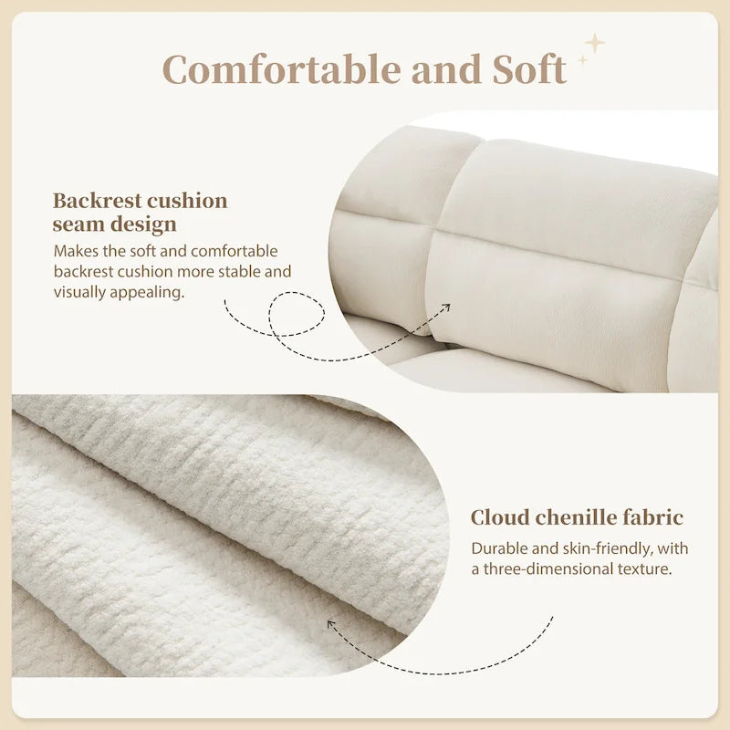 110-Inch L-Shaped 5-Seater Sectional Sofa with Removable Ottoman, Cloud Chenille Fabric, and 5 Cushions 5