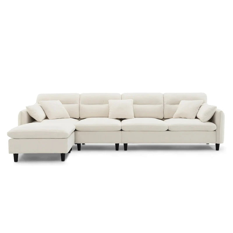 110-Inch L-Shaped 5-Seater Sectional Sofa with Removable Ottoman, Cloud Chenille Fabric, and 5 Cushions 8