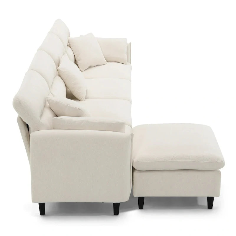 110-Inch L-Shaped 5-Seater Sectional Sofa with Removable Ottoman, Cloud Chenille Fabric, and 5 Cushions 14